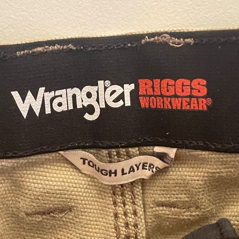 Wrangler Riggs Workwear 14X31 Tan Canvas Carpenter Pants Reinforced Knee - Picture 4 of 10